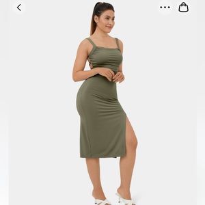 Halara Backless Bodycon Criss Cross Dress Green